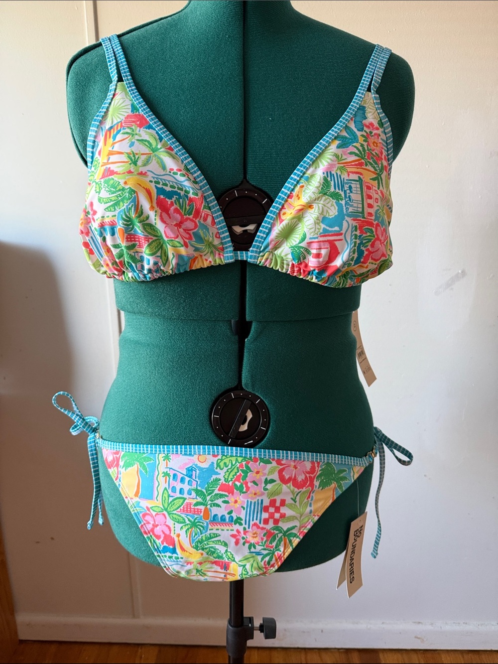NWT NOBO Tie-Side Bikini Two Piece Top and Bottom Set - Bright Multicolor